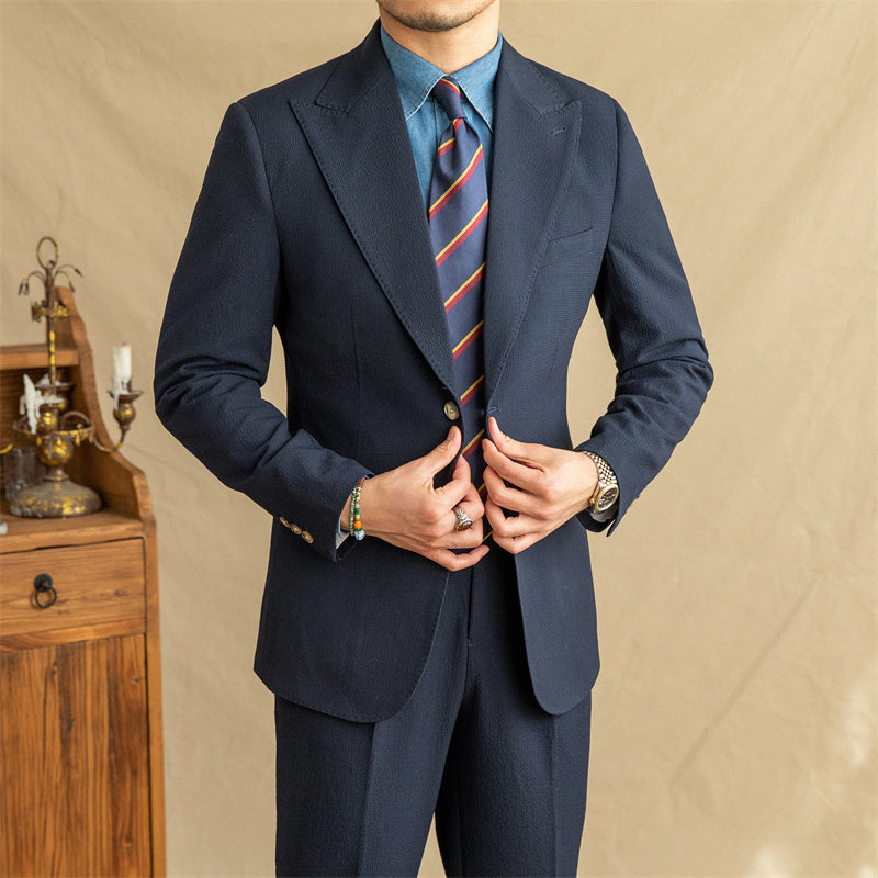 Roma Seersucker Half-Lined Suit