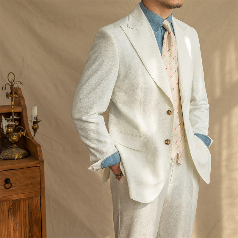Roma Seersucker Half-Lined Suit