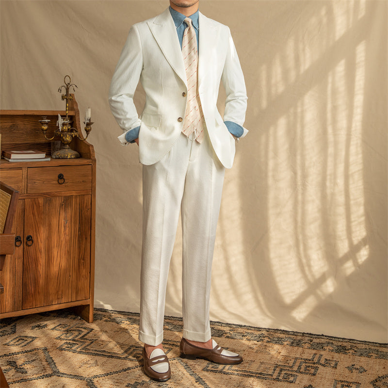 Roma Seersucker Half-Lined Suit